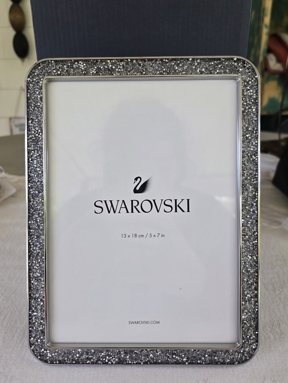 NIB Swarovski Silver Crystal Embellished Photo Frame 5" × 7"